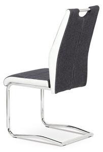 Jídelní židle DCL-444 GREY2 látka šedá, koženka bílá, chrom