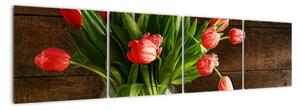 Obraz tulipánů ve váze (160x40cm)