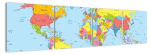 Mapa světa - obraz (160x40cm)