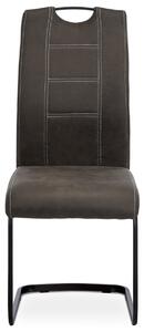 Jídelní židle DCL-413 GREY3 látka šedá v dekoru vintage kůže, bílé prošití, kov černý lak