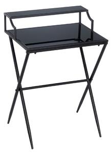 BigBuy Home Elegantní noční stolek s černým sklem a železným rámem - rozměry 45 x 35 x 65 cm