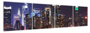 Panorama nočního města, obraz (160x40cm)