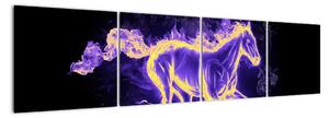 Abstraktní obraz hořícího koně (160x40cm)