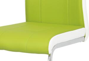 Jídelní židle koženka limetková s bílými boky DCL-406 LIM