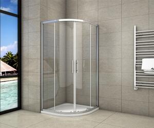 Čtvrtkruhový sprchový kout SYMPHONY S4 90x90 cm s dvoudílnými posuvnými dveřmi včetně sprchové vaničky z litého mramoru