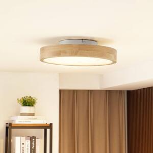 Lindby LED stropní svítidlo Milada, dub, dálkové ovládání, stmívatelný, Světlé dřevo, Obývací pokoj / jídelna, Dřevo, Moderní