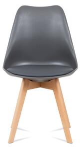 Jídelní židle CT-752 GREY plast a koženka šedá, masiv buk