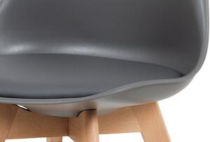 Jídelní židle CT-752 GREY plast a koženka šedá, masiv buk