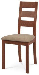 Jídelní židle dřevěná dekor třešeň a potah béžová látka BC-2603 TR3