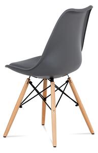 Jídelní židle šedý plast a šedá ekokůže CT-741 GREY