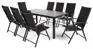 Home Garden Zahradní set Ibiza s 8 židlemi a stolem 185 cm, černý