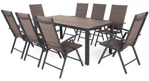 Home Garden Zahradní set Ibiza s 8 židlemi a stolem 185 cm, šedý/taupe