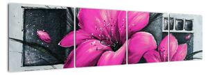 Obraz růžové květiny (160x40cm)