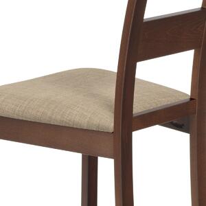 Jídelní židle dřevěná dekor ořech a potah béžová látka BC-2603 WAL