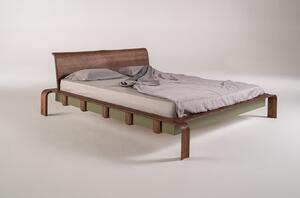 Designová postel 180 Konstanz z masivu tmavá, zelený dekor