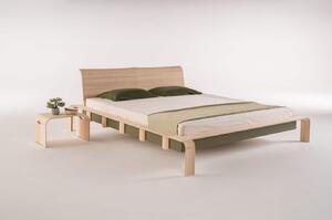 Designová postel 180 Konstanz z masivu světlá, zelený dekor