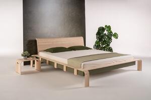 Designová postel 180 Konstanz z masivu světlá, zelený dekor