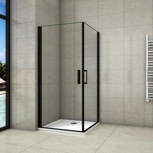 Sprchový kout BLACK SAFIR A2 90cm se dvěma jednokřídlými dveřmi včetně sprchové vaničky z litého mramoru