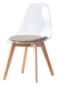 DKD Home Decor Béžová dřevěná jídelní židle s polykarbonátovým sedákem - 54 x 47 x 81 cm