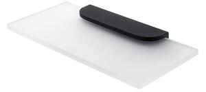 Polička do koupelny na mobil a drobnosti skleněná, sklo bílé extra čiré matné, černý úchyt, 20 cm NIMCO Nikau černá NKC 30091B-20-90