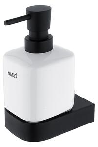 Nástěnný dávkovač tekutého mýdla keramika a černý kov, pumpa mosaz NIMCO Nikau černá NKC 30031K-T-90