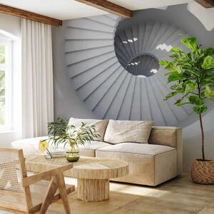 Fototapeta Design interiéru - bílé točité schody s jasným světlem z oken