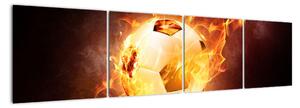 Obraz hořícího fotbalového míče (160x40cm)