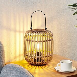 Stolní lampa Lindby Canyana, přírodní, ratan, výška 27 cm