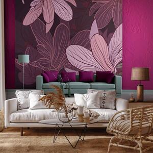 Fototapeta Abstrakce - kompozice magnóliových květů v odstínech fialové na pozadí