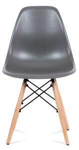 Jídelní židle CT-758 GREY plast šedý, masiv buk, kov černý, VÝPRODEJ, poslední 2 ks