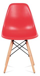 Jídelní židle plast červený a nohy masiv buk CT-758 RED