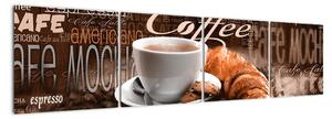 Káva s croissantem - obraz (160x40cm)