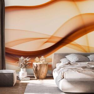 Fototapeta Abstrakce - oranžové vlny na jednotném pozadí v bílém odstínu