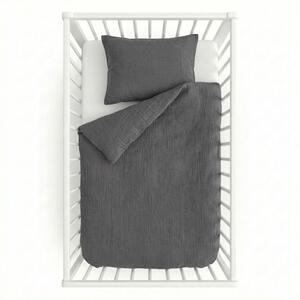Kvalitex Dětské mušelínové povlečení tmavě šedé 90x135, 45x60cm 1x 90/135, 1x 45/60cm