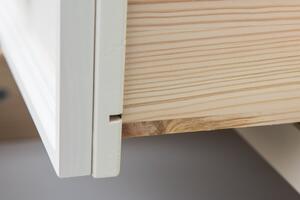 Úzká dřevěná vitrína Belluno Elegante - bílá, masiv, borovice - PRAVÁ