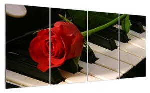 Obraz růže na klavíru (160x80cm)