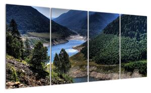 Obraz řeky mezi horami (160x80cm)