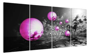 Abstraktní obraz - fialové koule (160x80cm)
