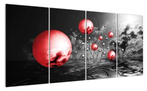 Abstraktní obraz - červené koule (160x80cm)