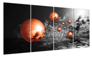Abstraktní obrazy - oranžové koule (160x80cm)
