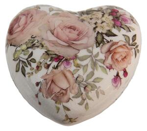 Keramické dekorační srdíčko s růžičkami Roses I – 11x11x4 cm