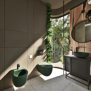 Závěsná WC mísa MOLIS rimless zelená polomatná včetně Slim Softclose sedátka