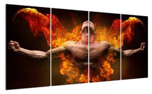Obraz muže v ohni (160x80cm)