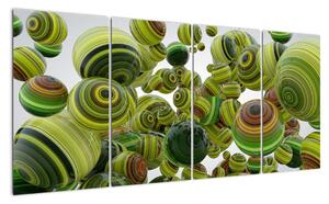 Abstraktní obraz - zelené koule (160x80cm)