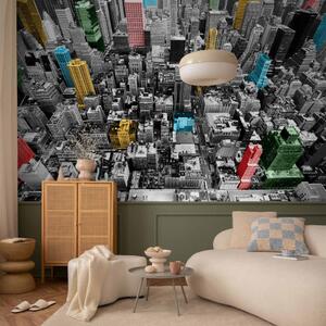 Fototapeta New York v kaleidoskopu - černobílé mrakodrapy s barevným akcentem