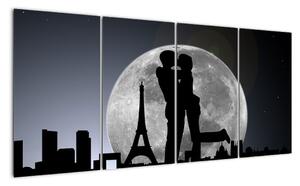 Silueta zamilovaného páru - moderní obraz (160x80cm)