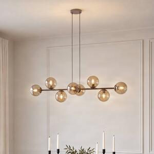 EMIBIG LIGHTING Závěsné světlo Rossi, béžové, délka 130 cm, 8ramenné, sklo/kov, stmívatelný, Krémová / jantar, Obývací pokoj / jídelna, Sklo, Moderní, Koule