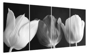 Černobílý obraz - tři tulipány (160x80cm)