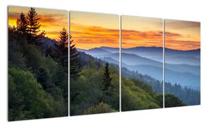 Obraz horské krajiny při západu slunce (160x80cm)