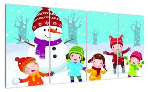 Obraz dětí na sněhu (160x80cm)